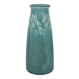Rookwood 1928 Vintage Arts And Crafts Pottery Blue Floral Ceramic Vase 2108