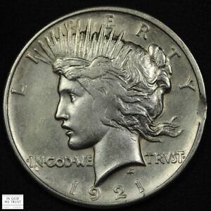 1921 (Clip Mint Error) High Relief Peace Silver Dollar $1 - Cleaned