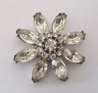 Vintage Crystal Marquise Rhinestone Flower Brooch