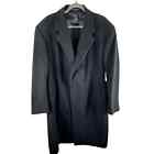 NWT London Fog Black Men's Button Down Wool Trench Pea Coat Pockets Size 44R