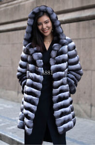 Women's Warm Faux Mink Fur Coat  Casual Mid-length Thick Hooded Fur Trench Coat