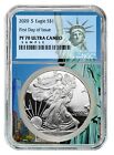 2020 S 1oz Silver Eagle Proof NGC PF70 UC Statue Of Liberty - First Day Issue