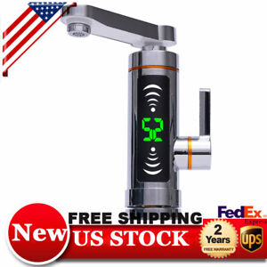 Electric Instant Hot Water Heater Shower Kitchen Tap Faucet Digital Display 110V