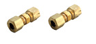2 pack  5/16in x 1/4in  Compression To Compression Yellow Brass Union