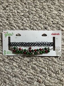 Claire’s Christmas Let It Glow Pack, Bells Variant, Choker Necklace Set *NEW*