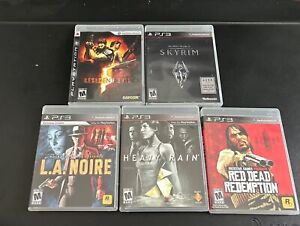 PS3 Game Lot 5. Red Dead/la Noire/heavy Rain/resident Evil 5/elder Scrolls V