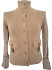 Ralph Lauren Womans Cashmere & Wool Button Up Tan Cardigan Sweater Size SMALL