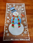 William McGrath Fused Glass SNOWMAN with CARDINAL tray Artist Signed Art Glass