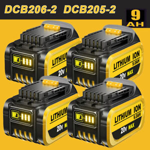 Pack For DeWalt 20V 20 Volt Max XR 9.0AH Lithium Ion Battery DCB206-2 DCB205-2
