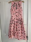 Voodoo Vixen Atomic Cat Pink Retro Fit and Flare Dress Size XS