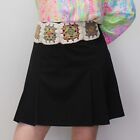 Crochet Detail Pleated Black Mini Skirt by Luiza