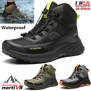 NORTIV 8 Men's Waterproof Hiking Boots Outdoor Lightweight Nylon Fabric Shoes