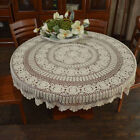 Vintage Hand Crochet Lace Tablecloth Round Lace Table Cover Topper Doily Wedding