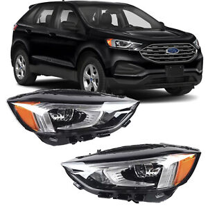 2PCS For 2019-2021 Ford Edge Headlights Headlamp With LED DRL &Bulb Right+Left