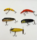 Lot of 5  Collectable Old Vintage bass Lures Wood Antique