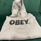 Obey OG Logo Men’s Gray Hoodie Pullover Sweatshirt Size Large w/ Blue Logo