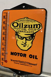 Vintage Style Oilzum Motor Oil Sales Service  Porcelain Thermometer Sign