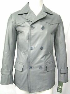 Outerwear Men's Designer Real Lambskin Leather Trench Coat Double-Breasted RX411