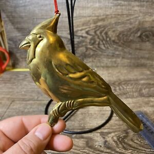 New ListingVintage Brass Cardinal Red Bird Ornament 80s