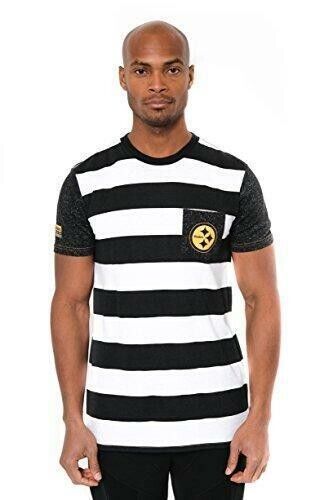 Pittsburgh Steelers Mens (S) NFL Ultra Game Striped T-Shirt with Pocket NEW