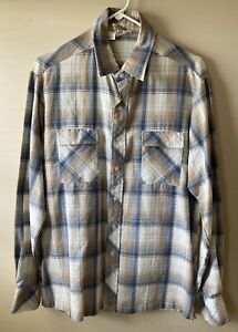 Vintage 70s Kennington California Ranchwear Western Plaid Button Up Shirt Size L
