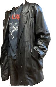 vintage leather trenchcoat L My Chemical Romance Deftones Tim Burton Hot Topic