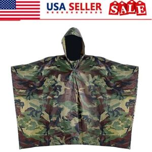 Tactical Rain Poncho - Army Military Poncho Shelter - Waterproof Ripstop Camping