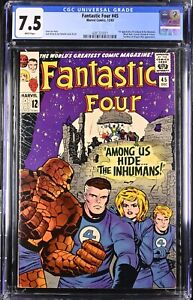 FANTASTIC FOUR 45 CGC 7.5 RARE WHITE PAGES 12/65 💎 UNPRESSED SEE GRADER NOTES