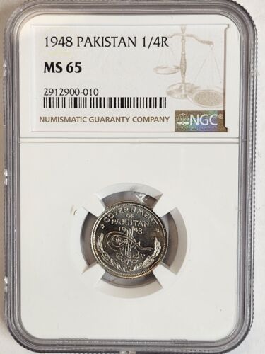 1948 Pakistan 1/4 Rupee coin NGC Rated MS 65