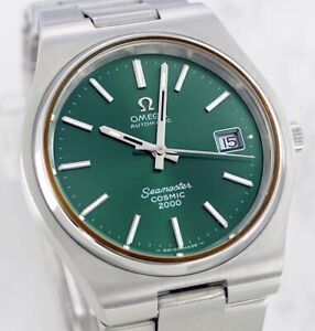 OMEGA SEAMASTER COSMIC2000 AUTOMATIC DATE CAL1012 GREEN DIAL MEN'S WATCH