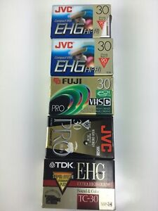 Fuji jvc TDK VHS-C TC-30 Video Cassette Tapes BLANK BRAND NEW lot of 5