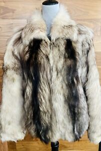 ESTIVAL Natural Genuine Rare Nanny Goat Fur Coat Full Zip Jacket Sz 38/S