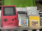 New ListingNintendo GameBoy Color Console Berry Pink CGB001 Tested/Working & Assorted Games