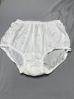 Vintage CAROLE White Brief PANTIES Silky All NYLON Lace New Size 8 Granny Sheer