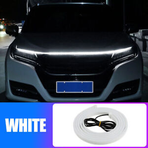 White 120cm Flexible Car Hood Day Running LED Light Strip Accessories Decor (For: Toyota Prius V)