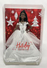 2021 Holiday Barbie African American with Braids Silver & White Gown