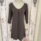 Eileen Fisher Dress Size PP Petite Petite Small Gray Brown Beaded Sequin Knit