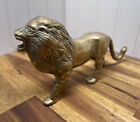 Vintage Solid Brass Lion Safari Animal Figure Statue Shelf Display Figurine