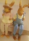 Pair of Hobby Lobby Easter Bunny Rabbit Figurines Resin Country Table Decor 2018