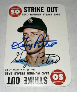 1968 TOPPS BASEBALL GAME CARD #13 GARY PETERS STRIKEOUT AUTOGRAPH SIGNED AUTO