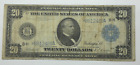 Series 1914 Lrg Sz Blue Seal $20 Fed Res Note 8-H St Louis FINE Fr#994 1 Pinhole