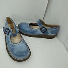 Dr Doc Martens Rare Baby Blue Mary Jane Shoe Burnished Leather Size 39 US 8.5