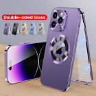 Mag safe Metal Case For iPhone 14 13 12 Pro Max with Screen Protector Lens Cover