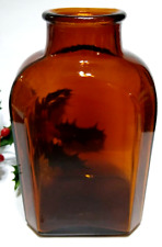 Vtg Snuff Bottle Brown Glass Jar Amber Vase Craft about 4 1/2