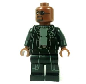 LEGO® Super Heroes NICK FURY Minifigure™ sh585b Gray Sweater, Black Trench Coat