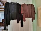 GUC - Lot Of 2 Eileen Fisher Layering Sweaters Size Large Black & Brown