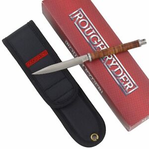 Rough Rider Slim Design Fixed Blade Knife RR1407 Stacked Leather Handle Sheath