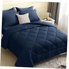 New Listing Size Comforter Set, 7 Pieces Reversible Bed in A Bag All Season King Navy