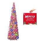 N&T NIETING Christmas Tree 5ft Collapsible Pop Up Rose Gold Tinsel Christmas ...