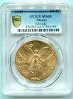 1943 MEXICO 50 PESOS 1.2 Oz. GOLD COIN PCGS MS65 MS-65 SCARCE DATE
